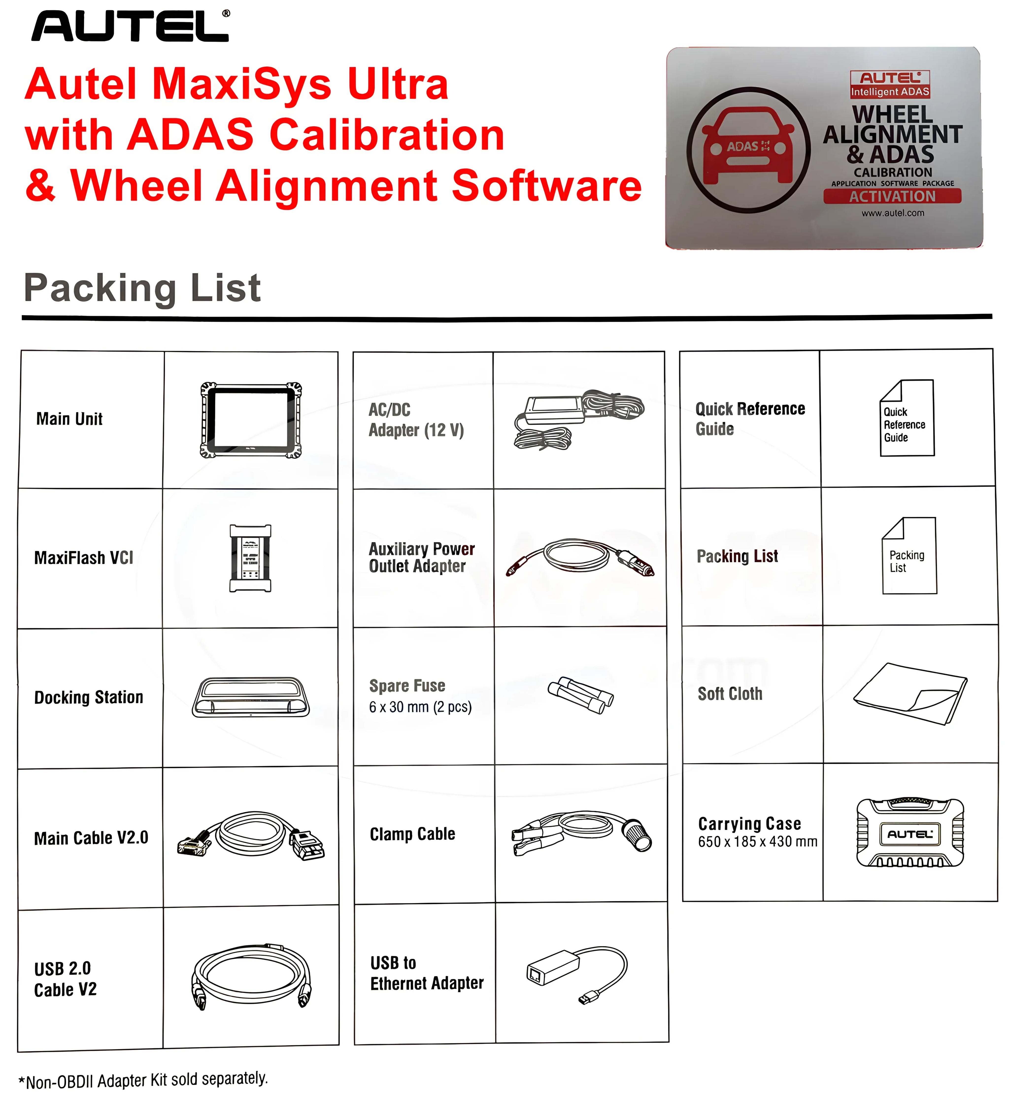 Autel MaxiSys Ultra with ADAS Calibration and Wheel Alignment Software