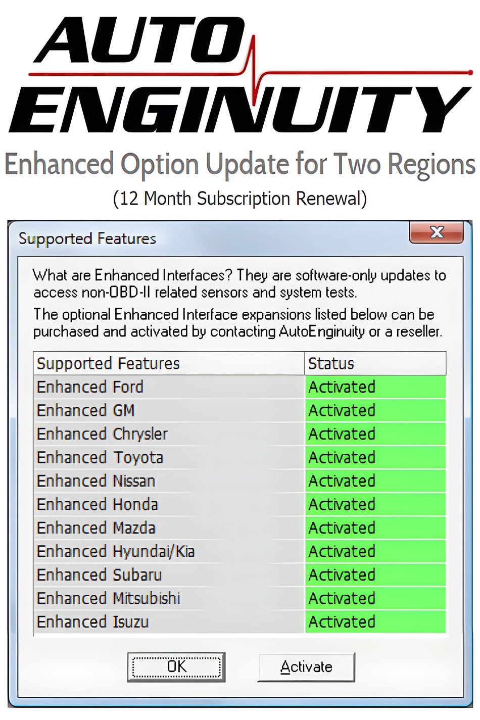 Enhanced Update for AutoEnginuity Proline Asian and Domestic Bundle (12-Month Subscription)