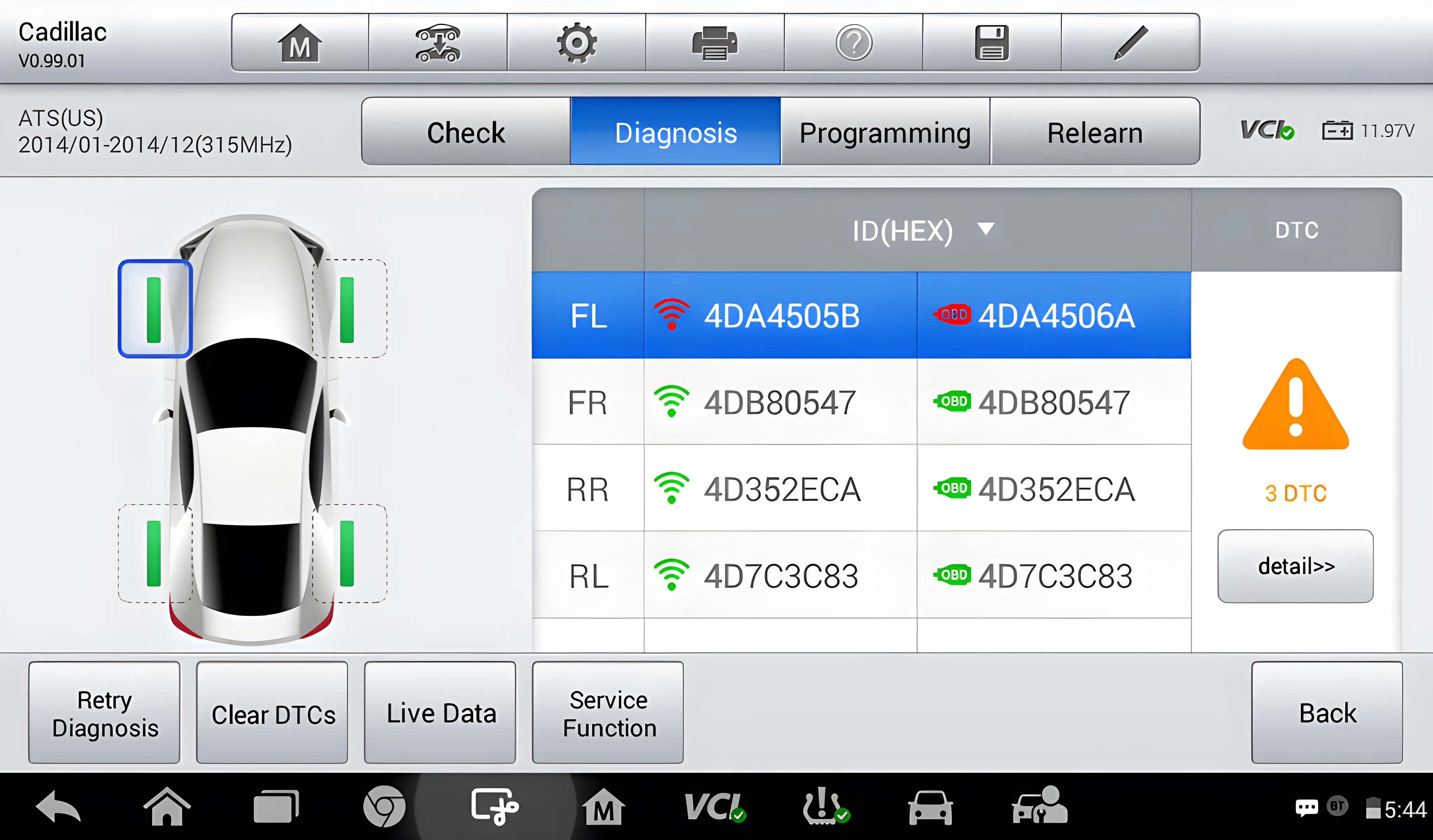 MaxiTPMS ts608k-1 with 8 MX 1-Sensors