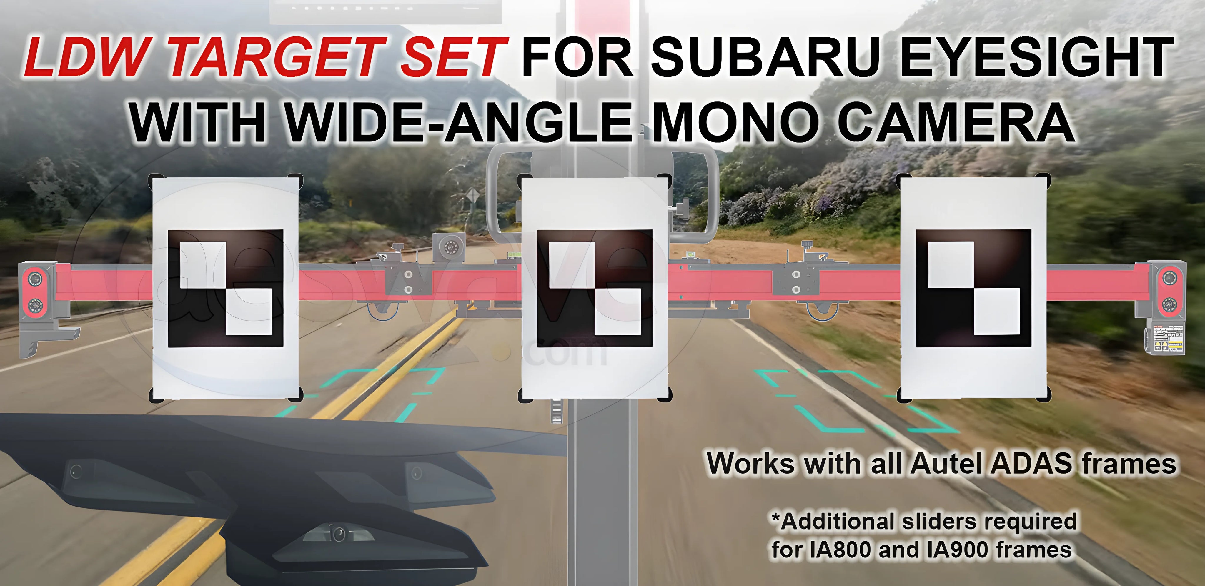 Subaru EyeSight with Wide-Angle Mono Camera LDW Target Set of 3